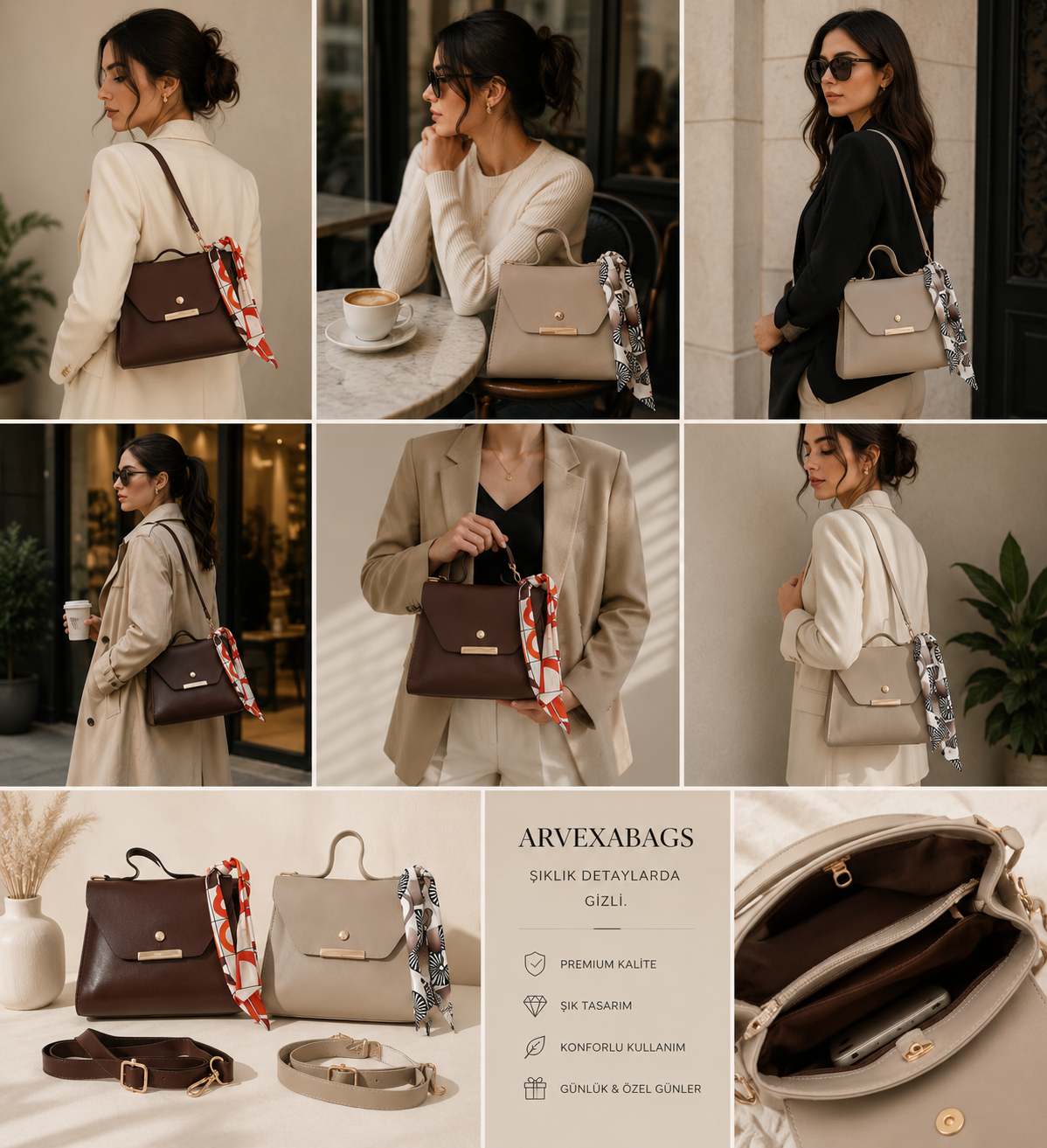 Taba Yapılandırılmış Saplı Omuz Çantası